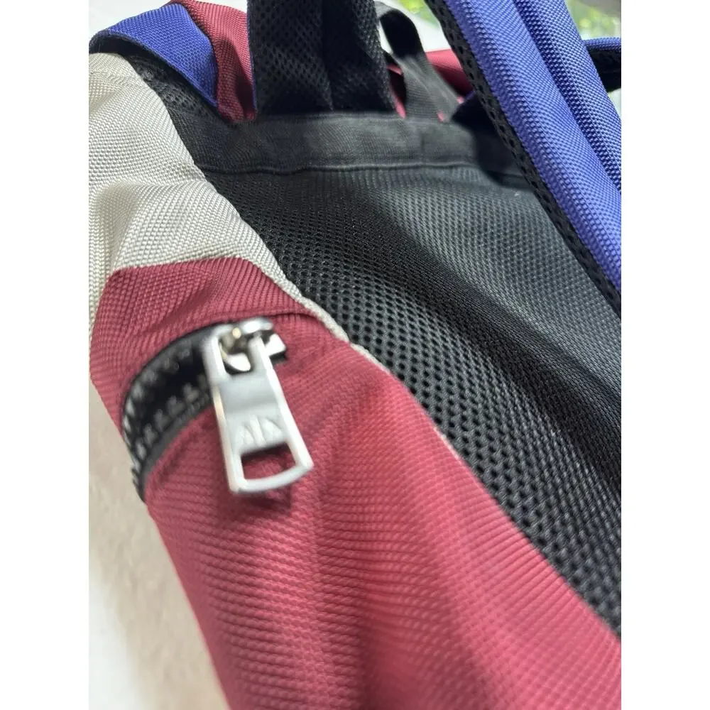 Armani Exchange Backpack Color block Blue Red Gray Zip Front Unisex School Bag